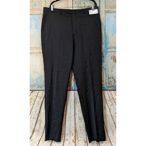 Kenneth Cole Awearness Mens Size 38 Black Wool Slim Fit Stretch Dress Pants